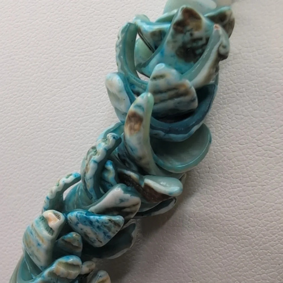 Blue Oceanic Necklace with Irregular Stones and Asymmetrical Turquoise Color - Picture 2 of 5